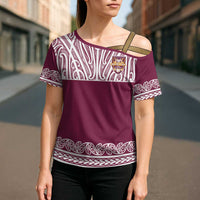 Queensland Maori Nga Hau E Wha Custom Cross Shoulder Shirt Polynesian Maori Tribal Pattern - Polynesian Pride