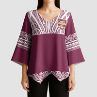 Queensland Maori Nga Hau E Wha Custom Kimono Sleeve Blouse Polynesian Maori Tribal Pattern - Polynesian Pride