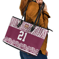 Queensland Maori Nga Hau E Wha Custom Leather Tote Bag Polynesian Maori Tribal Pattern
