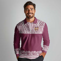 Queensland Maori Nga Hau E Wha Custom Long Sleeve Polo Shirt Polynesian Maori Tribal Pattern LT9 - Polynesian Pride