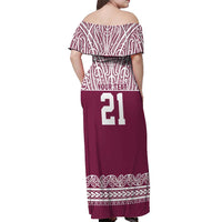 Queensland Maori Nga Hau E Wha Custom Off Shoulder Maxi Dress Polynesian Maori Tribal Pattern