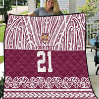 Queensland Maori Nga Hau E Wha Custom Quilt Polynesian Maori Tribal Pattern LT9 Maroon - Polynesian Pride