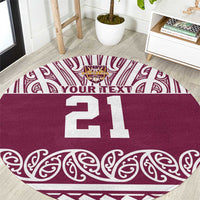 Queensland Maori Nga Hau E Wha Custom Round Carpet Polynesian Maori Tribal Pattern LT9 Maroon - Polynesian Pride