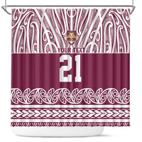 Queensland Maori Nga Hau E Wha Custom Shower Curtain Polynesian Maori Tribal Pattern LT9 Maroon - Polynesian Pride