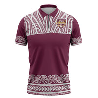 Queensland Maori Nga Hau E Wha Custom Zipper Polo Shirt Polynesian Maori Tribal Pattern - Polynesian Pride