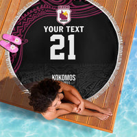 Queensland Papua New Guinea Custom Beach Blanket All Black Pacific PNG Tribal Style