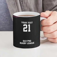 Queensland Papua New Guinea Custom Ceramic Mug All Black Pacific PNG Tribal Style - Polynesian Pride