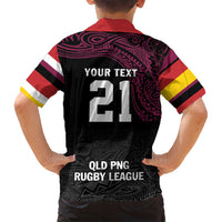 Queensland Papua New Guinea Custom Family Matching Puletasi and Hawaiian Shirt All Black Pacific PNG Tribal Style