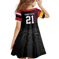 Queensland Papua New Guinea Custom Family Matching Tank Maxi Dress and Hawaiian Shirt All Black Pacific PNG Tribal Style