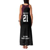 Queensland Papua New Guinea Custom Family Matching Tank Maxi Dress and Hawaiian Shirt All Black Pacific PNG Tribal Style