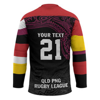 Queensland Papua New Guinea Custom Hockey Jersey All Black Pacific PNG Tribal Style - Polynesian Pride