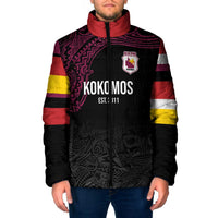 Queensland Papua New Guinea Custom Padded Jacket All Black Pacific PNG Tribal Style LT9 Men Black - Polynesian Pride