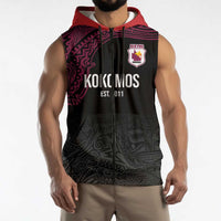 Queensland Papua New Guinea Custom Sleeveless Zip Hoodie All Black Pacific PNG Tribal Style - Polynesian Pride