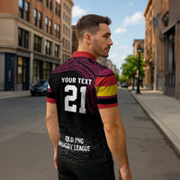 Queensland Papua New Guinea Custom Zipper Polo Shirt All Black Pacific PNG Tribal Style - Polynesian Pride