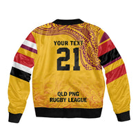 Queensland Papua New Guinea Custom Bomber Jacket All Gold Pacific PNG Tribal Style LT9 - Polynesian Pride