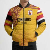 Queensland Papua New Guinea Custom Bomber Puffer Jacket All Gold Pacific PNG Tribal Style - Polynesian Pride