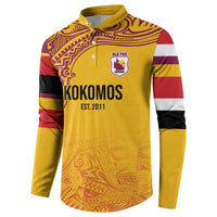 Queensland Papua New Guinea Custom Button Sweatshirt All Gold Pacific PNG Tribal Style