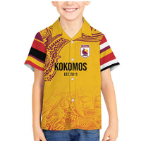 Queensland Papua New Guinea Custom Family Matching Mermaid Dress and Hawaiian Shirt All Gold Pacific PNG Tribal Style