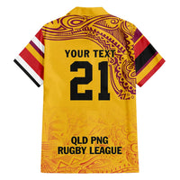Queensland Papua New Guinea Custom Family Matching Short Sleeve Bodycon Dress and Hawaiian Shirt All Gold Pacific PNG Tribal Style