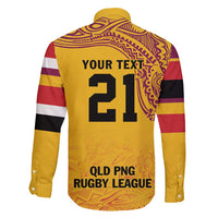 Queensland Papua New Guinea Custom Family Matching Short Sleeve Bodycon Dress and Hawaiian Shirt All Gold Pacific PNG Tribal Style