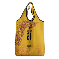 Queensland Papua New Guinea Custom Grocery Bag All Gold Pacific PNG Tribal Style