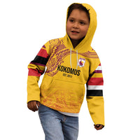 Queensland Papua New Guinea Custom Kid Hoodie All Gold Pacific PNG Tribal Style