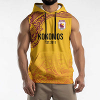 Queensland Papua New Guinea Custom Sleeveless Hoodie All Gold Pacific PNG Tribal Style - Polynesian Pride