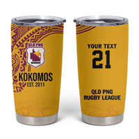 Queensland Papua New Guinea Custom Tumbler Cup All Gold Pacific PNG Tribal Style