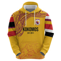 Queensland Papua New Guinea Custom Zip Hoodie All Gold Pacific PNG Tribal Style