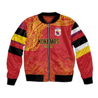 Queensland Papua New Guinea Custom Bomber Jacket All Red Pacific PNG Tribal Style LT9 Unisex Red - Polynesian Pride