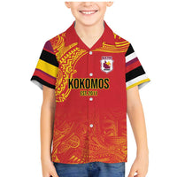 Queensland Papua New Guinea Custom Family Matching Mermaid Dress and Hawaiian Shirt All Red Pacific PNG Tribal Style