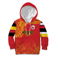 Queensland Papua New Guinea Custom Kid Hoodie All Red Pacific PNG Tribal Style