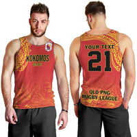 Queensland Papua New Guinea Custom Men Tank Top All Red Pacific PNG Tribal Style