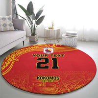 Queensland Papua New Guinea Custom Round Carpet All Red Pacific PNG Tribal Style