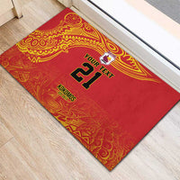 Queensland Papua New Guinea Custom Rubber Doormat All Red Pacific PNG Tribal Style