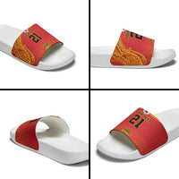 Queensland Papua New Guinea Custom Slide Sandals All Red Pacific PNG Tribal Style - Polynesian Pride