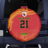 Queensland Papua New Guinea Custom Spare Tire Cover All Red Pacific PNG Tribal Style LT9 No hole Red - Polynesian Pride