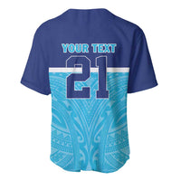 Queensland Samoa Custom Baseball Jersey Blue Pacific Polynesian Tribal Pattern