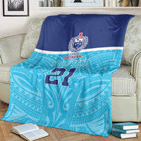 Queensland Samoa Custom Blanket Blue Pacific Polynesian Tribal Pattern