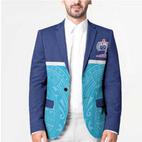 Queensland Samoa Custom Blazer Blue Pacific Polynesian Tribal Pattern - Polynesian Pride