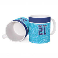 Queensland Samoa Custom Ceramic Mug Blue Pacific Polynesian Tribal Pattern - Polynesian Pride