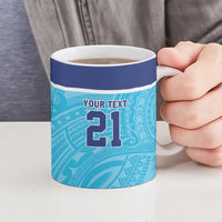 Queensland Samoa Custom Ceramic Mug Blue Pacific Polynesian Tribal Pattern - Polynesian Pride