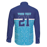 Queensland Samoa Custom Family Matching Mermaid Dress and Hawaiian Shirt Blue Pacific Polynesian Tribal Pattern