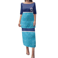 Queensland Samoa Custom Family Matching Puletasi and Hawaiian Shirt Blue Pacific Polynesian Tribal Pattern