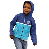 Queensland Samoa Custom Kid Hoodie Blue Pacific Polynesian Tribal Pattern