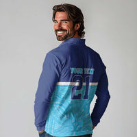 Queensland Samoa Custom Long Sleeve Polo Shirt Blue Pacific Polynesian Tribal Pattern LT9 - Polynesian Pride