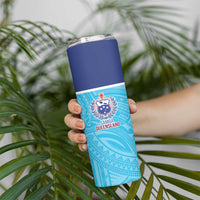 Queensland Samoa Custom Skinny Tumbler Blue Pacific Polynesian Tribal Pattern LT9 - Polynesian Pride