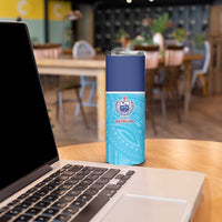 Queensland Samoa Custom Skinny Tumbler Blue Pacific Polynesian Tribal Pattern LT9 - Polynesian Pride