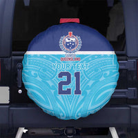 Queensland Samoa Custom Spare Tire Cover Blue Pacific Polynesian Tribal Pattern LT9 No hole Blue - Polynesian Pride