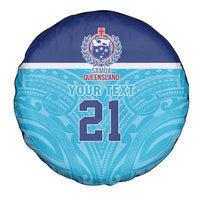Queensland Samoa Custom Spare Tire Cover Blue Pacific Polynesian Tribal Pattern LT9 - Polynesian Pride
